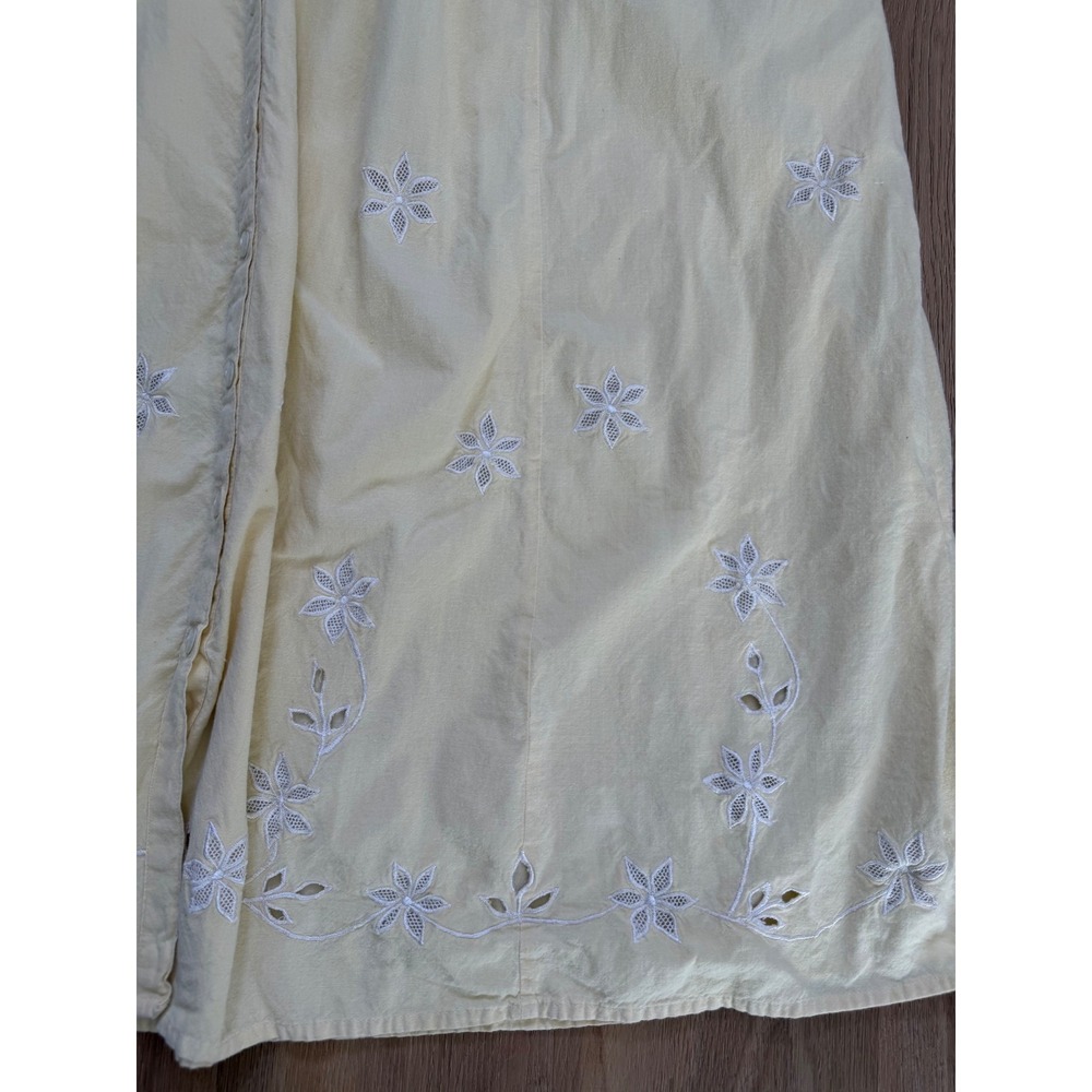 Vintage Butter Yellow Cotton Embroidered Midi Dress plus 18/20 cottage preppy - Picture 3 of 7